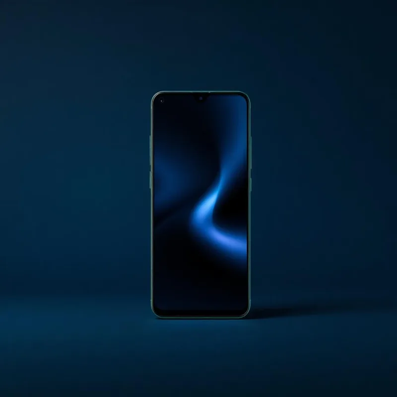 Tecno Camon 30 Pro front view of the handset with the screen on, studio lit on a midnight indigo backdrop